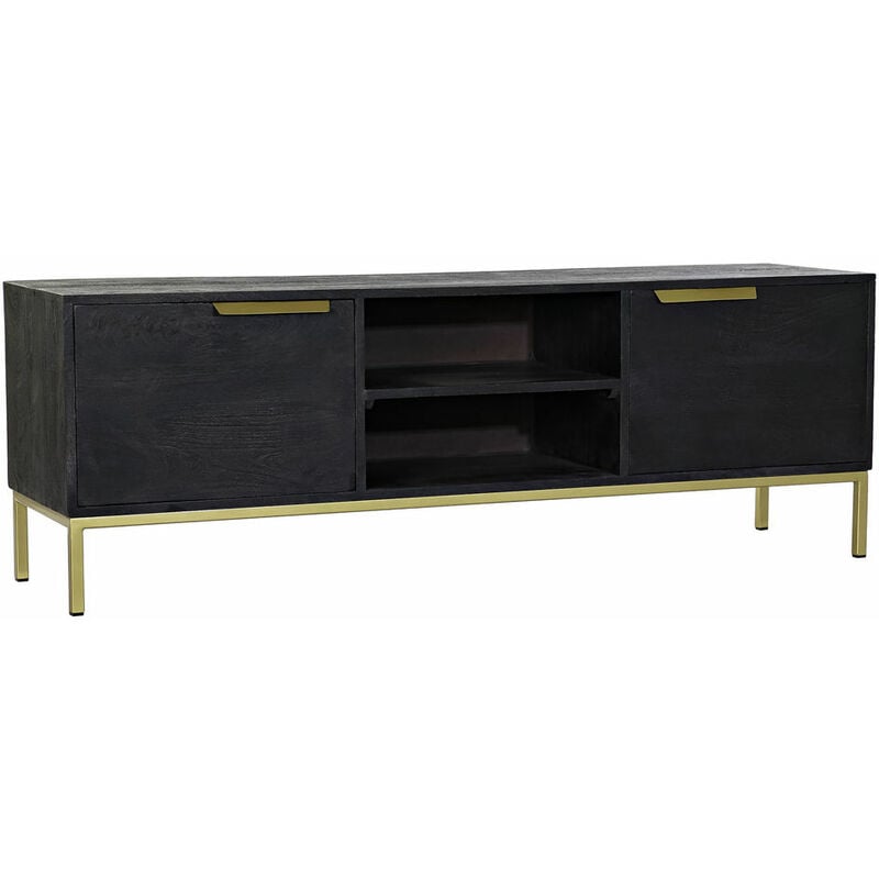 

Mueble de TV DKD Home Decor Negro Metal Dorado Madera de mango (147 x 40 x 51 cm)