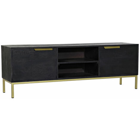 Mueble Tv 4 Cajones 161X45X45 Madera Negro Dorado - Soporte de la TV