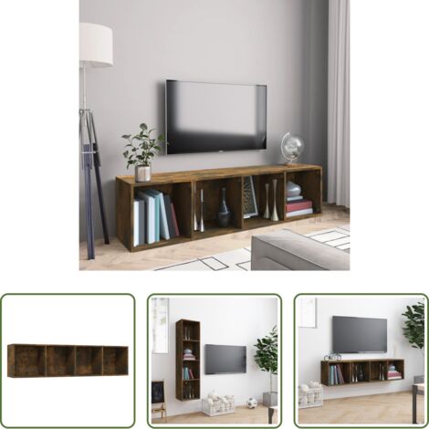 Mueble de TV -  Estantería/mueble de TV madera roble ahumado 143x30x36 cm