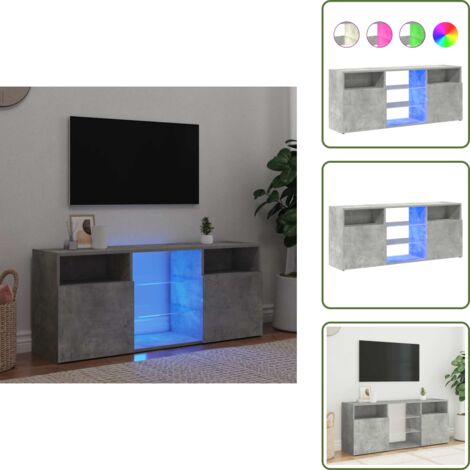 Mueble de TV gris hormigón - vidaXL Mueble de TV con luces LED gris hormigón 120x30x50 cm -