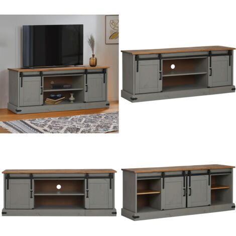 Mueble de TV HALDEN 2 puerta correderas gris 150x40x60 cm - Mueble de sala - Mueble de pasillo