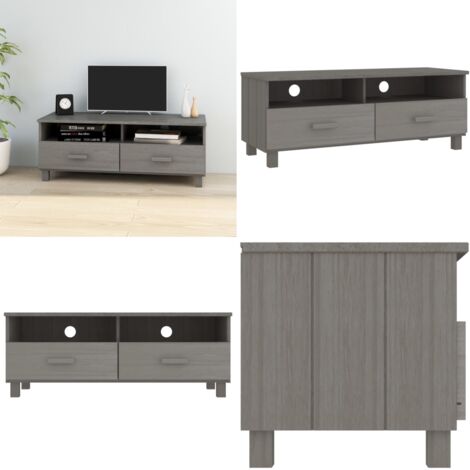 Mueble de TV HAMAR madera maciza pino gris claro 106x40x40 cm - Mueble de madera - Mueble de TV de pino
