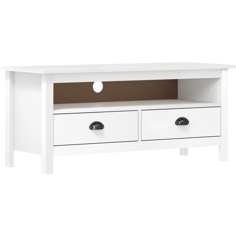 

vidaXL Madera Maciza de Pino Mueble de TV 110x40x47 cm Blanco - Blanco