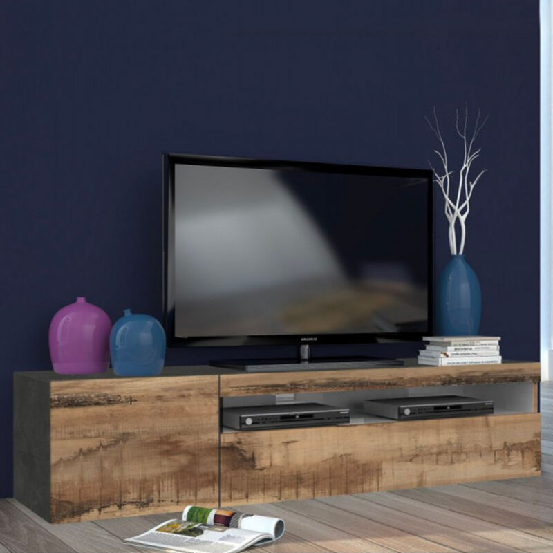 

Mueble base TV industrial 155 cm puerta cajón abatible Daiquiri Pero Ardesia M