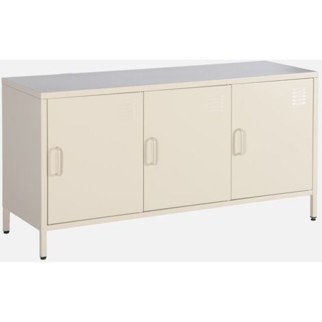 SWEEEK Mueble de TV industrial de metal con 3 puertas, 120cm