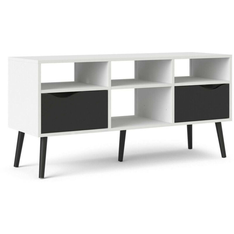 

Mueble TV Jumbo 2 cajones 117,2x57,4x39,1, Lámina y melamina, Negro