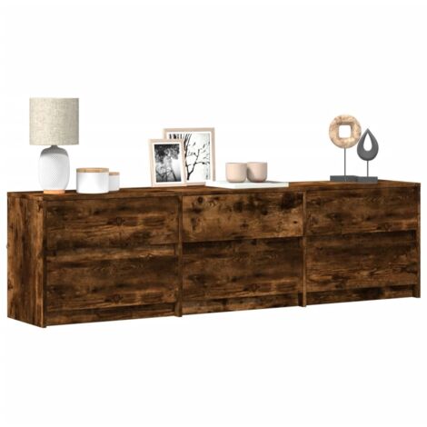 Mueble de TV LED madera ingeniería roble ahumado 180x34x50 cm vidaXL