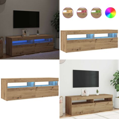 Mueble de TV luces LED madera roble artisan 120x35x40 cm - Luz LED RGB - Madera de ingeniería