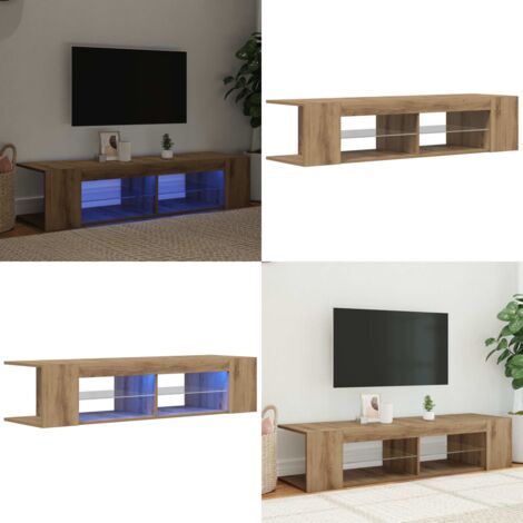 Mueble de TV luces LED madera roble artisan 135x39x30 cm - Luz LED RGB - Madera de ingeniería
