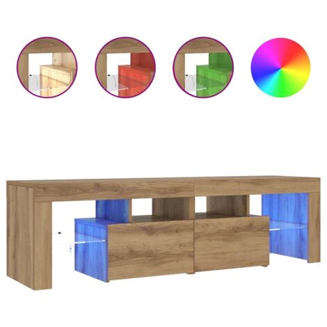 Mueble de TV luces LED madera roble artisan 140x36,5x40 cm vidaXL