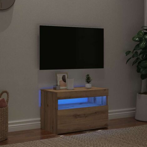 Mueble de TV luces LED madera roble artisan 60x35x40 cm vidaXL