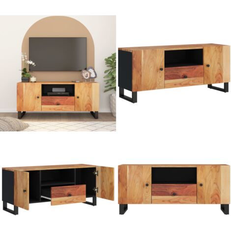 Mueble de TV madera acacia y madera contrachapada 105x33,5x46cm - Madera acacia - Mueble de sala