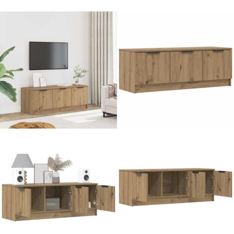 Mueble de TV madera contrachapada artisan roble 102x35x36,5 cm - Madera contrachapada - Almacenamiento