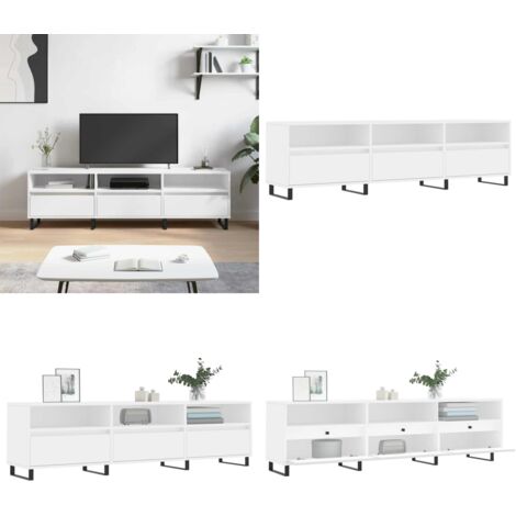 Mueble de TV madera contrachapada blanco 150x30x44,5 cm - Madera contrachapada - Almacenamiento