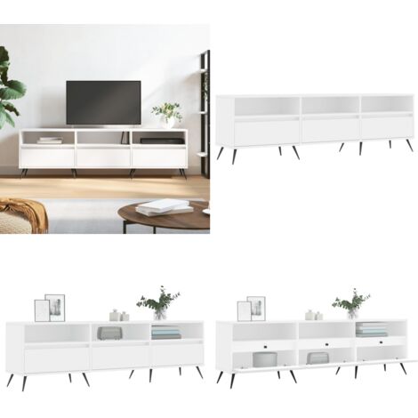 Mueble de TV madera contrachapada blanco 150x30x44,5 cm - Madera contrachapada - Almacenamiento