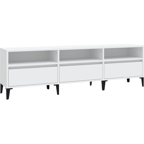 Mueble TV con ruedas Antalia blanco brillo 150 cm 