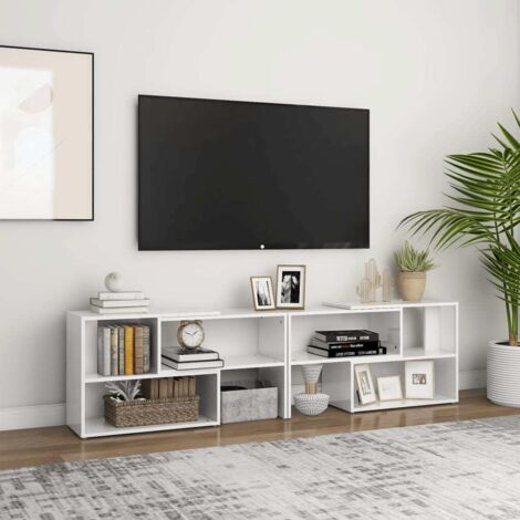 Mueble de TV madera contrachapada blanco brillante 149x30x52 cm vidaXL