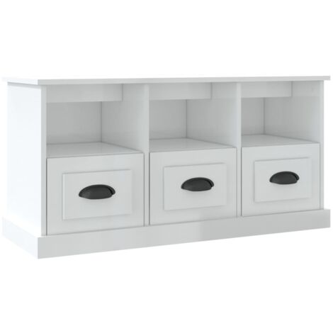 Mueble de TV madera contrachapada blanco brillo 100x35x50 cm vidaXL