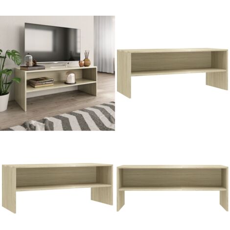 Mueble de TV madera contrachapada color roble 100x40x40cm - Mueble de madera contrachapada - Mueble de TV roble
