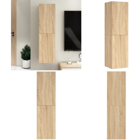 Mueble de TV madera contrachapada color roble 30,5x30x110 cm - Mueble de TV - Armario de pared