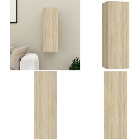 Mueble de TV madera contrachapada color roble 30,5x30x90 cm - Mueble de TV - Armario de pared