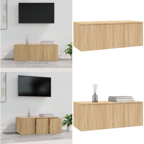 Mueble de TV madera contrachapada color roble 80x34x30 cm - Mueble de madera contrachapada - Mueble de roble