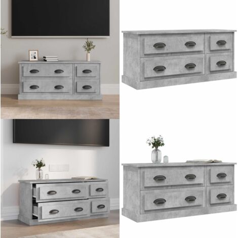 Mueble de TV madera contrachapada gris hormigón 100x35,5x45 cm - Madera contrachapada - Mueble de TV gris hormigón