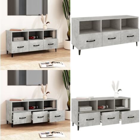 Mueble de TV madera contrachapada gris hormigón 102x35x50 cm - Madera contrachapada - Armario de TV