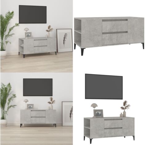 Mueble de TV madera contrachapada gris hormigón 102x44,5x50 cm - Madera contrachapada - Mueble industrial
