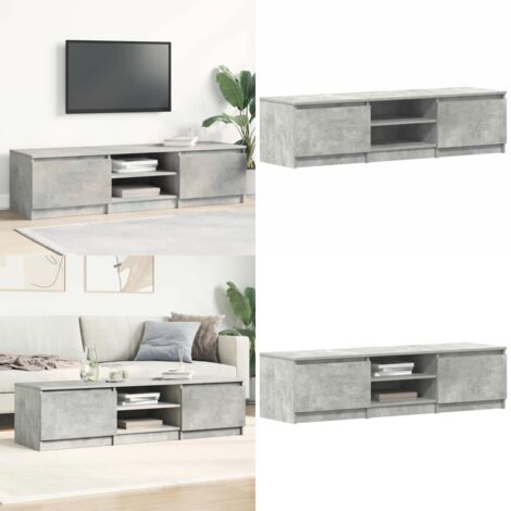Mueble de TV madera contrachapada gris hormigón 140x40x35,5 cm - Mueble de tv gris hormigón - Mueble de tv madera contrachapada