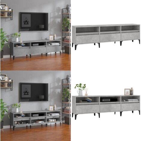 Mueble de TV madera contrachapada gris hormigón 150x30x44,5 cm - Madera contrachapada - Almacenamiento