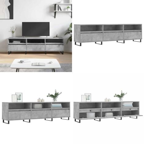 Mueble de TV madera contrachapada gris hormigón 150x30x44,5 cm - Madera contrachapada - Almacenamiento
