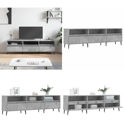Mueble de TV madera contrachapada gris hormigón 150x30x44,5 cm - Madera contrachapada - Almacenamiento