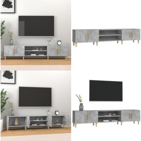Mueble de TV madera contrachapada gris hormigón 180x31,5x40 cm - Madera contrachapada - Almacenamiento