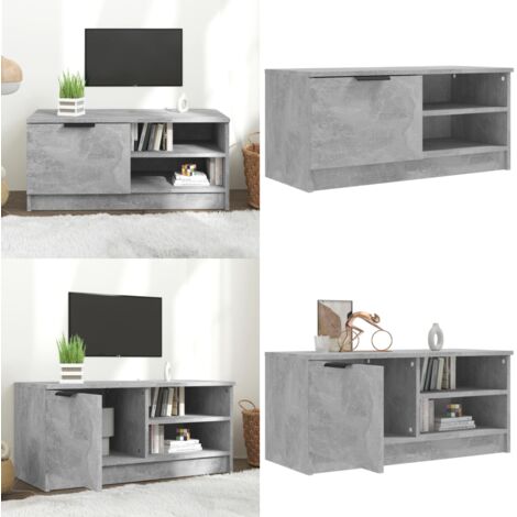 Mueble de TV madera contrachapada gris hormigón 80x35x36,5 cm - Madera contrachapada - Mueble de TV gris hormigón