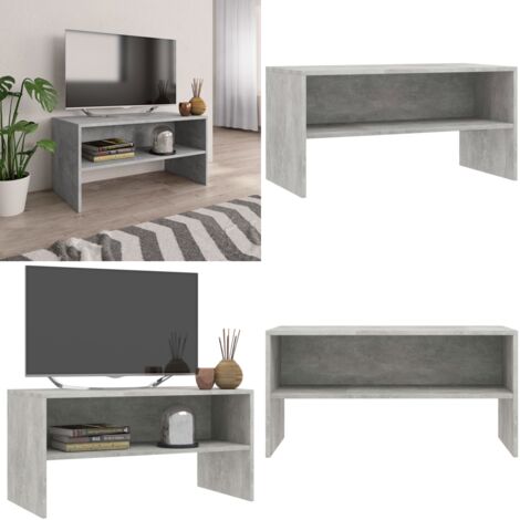 Mueble de TV madera contrachapada gris hormigón 80x40x40 cm - Mueble de TV gris hormigón - Mueble de TV madera contrachapada