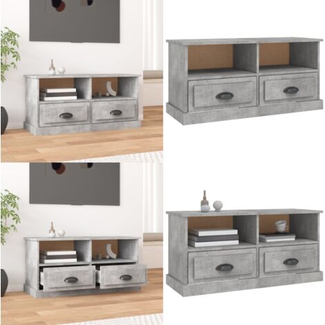 Mueble de TV madera contrachapada gris hormigón 93x35,5x45 cm - Madera contrachapada - Mueble de sala