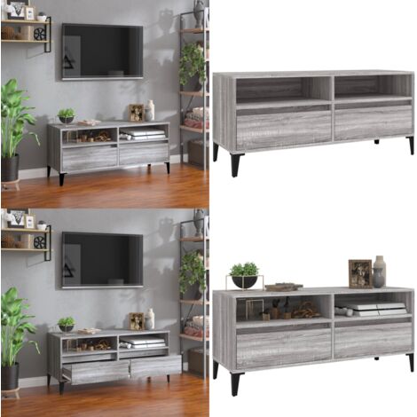 Mueble de TV madera contrachapada gris Sonoma 100x34,5x44,5 cm - Madera contrachapada - Soporte para TV