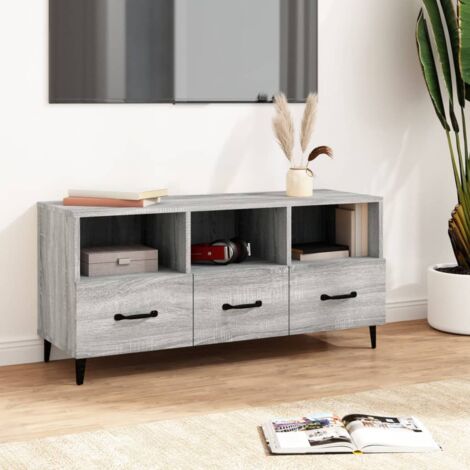 Mueble de TV madera contrachapada gris Sonoma 102x35x50 cm vidaXL