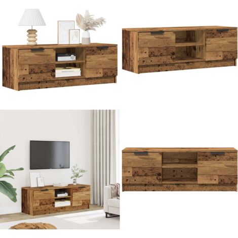 Mueble de TV madera contrachapada madera antigua 102x35x36,5 cm - Almacenamiento - Madera contrachapada