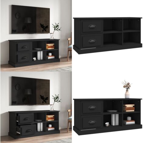 Mueble de TV madera contrachapada negro 102x35,5x47,5 cm - Madera contrachapada - Almacenamiento