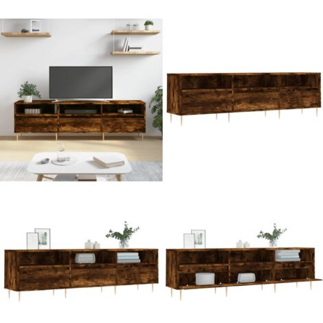 Mueble de TV madera contrachapada roble ahumado 150x30x44,5 cm - Madera contrachapada - Almacenamiento