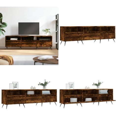 Mueble de TV madera contrachapada roble ahumado 150x30x44,5 cm - Madera contrachapada - Almacenamiento