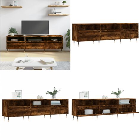 Mueble de TV madera contrachapada roble ahumado 150x30x44,5 cm - Madera contrachapada - Almacenamiento