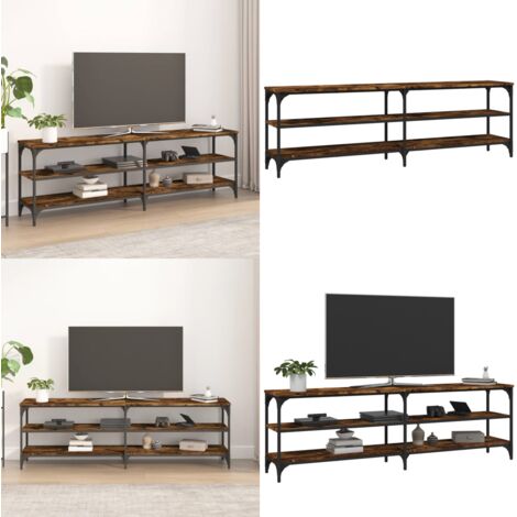 Mueble de TV madera contrachapada roble ahumado 160x30x50 cm - Madera contrachapada - Mueble industrial