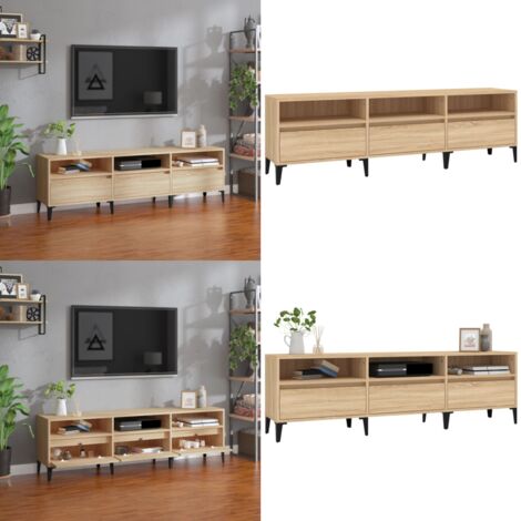 Mueble de TV madera contrachapada roble Sonoma 150x30x44,5 cm - Madera contrachapada - Mueble de sala