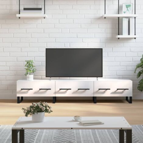 Mueble de TV madera de ingeniería blanco brillo 150x36x30 cm vidaXL