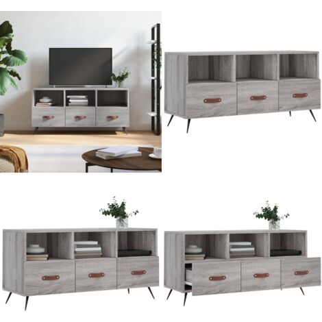 Mueble de TV madera de ingeniería gris Sonoma 102x36x50 cm - Madera contrachapada - Mueble de TV gris