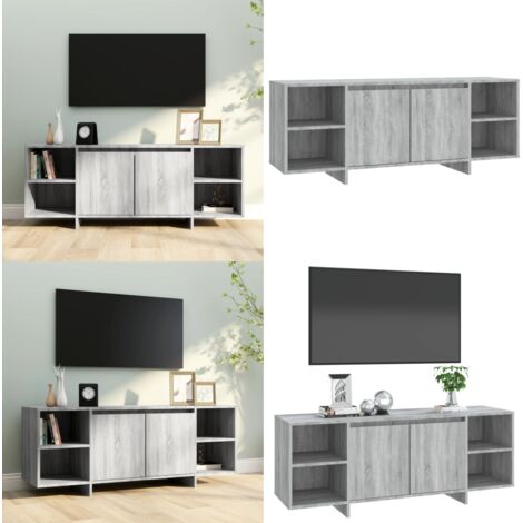 Mueble de TV madera de ingeniería gris Sonoma 130x35x50 cm - Mueble bajo - Armario de TV gris