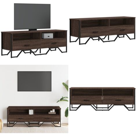 Mueble de TV madera de ingeniería marrón roble 122x34x41 cm - Madera de ingeniería - Almacenamiento